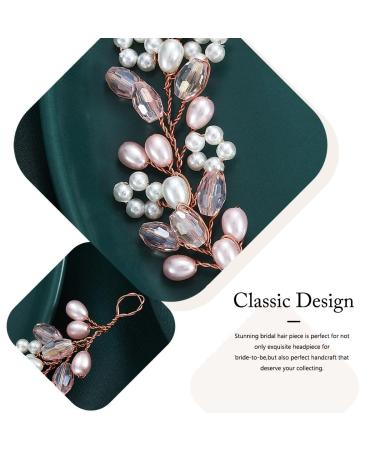 Unicra Rose Gold Bridal Headband - Pearl Hair Vine Hair Accessories for Brides & Bridesmaids - Buy Online on GoSupps.com