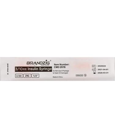 Brandzig U-100 Pet Insulin Syringes 29G 3/10cc 1/2 - 30 Pack - Buy Online on GoSupps.com