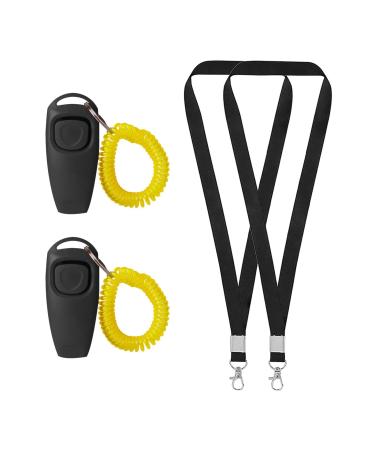Miquora 2 Pcs Dog Whistle Dog Training Clicker with Wrist Strap and Lanyards 2 in 1 Whistle and Clicker Pet Training Tools Portable Pet Training Clicker Long Distance