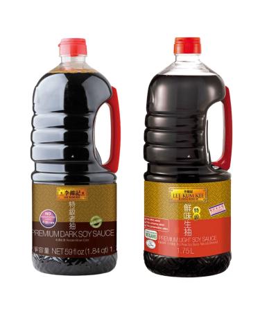 Lee Kum Kee Premium Light Soy Sauce & Dark Soy Sauce 1.75L for Catering (Pack of 2) HALAL & VEGANS - Buy Online on GoSupps.com