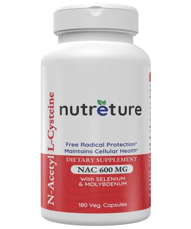 NUTRETURE nac Supplement n-Acetyl cysteine Liver Supplement with Selenium & Molybdenum for Liver Health | n-Acetyl cysteine 600 mg 180 Capsules