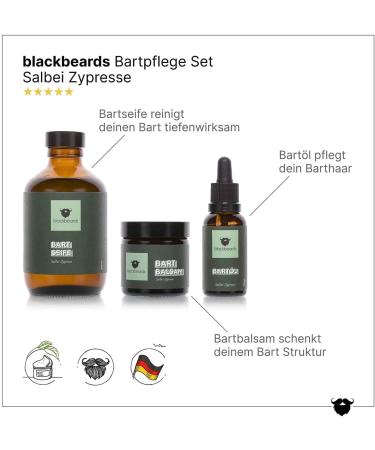 Blackbeard's Beard Care Set | Sage Cypress | Spicy Fragrance | Beard Oil Balm & Soap | Perfect Gift for Every Beard - Buy Online on GoSupps.com