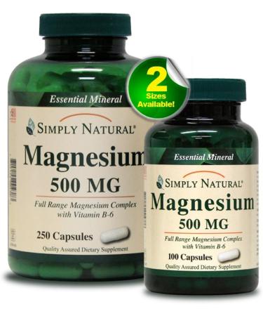 Simply Natural Magnesium 500mg - 100 Capsules | Pure and Potent Supplement - Buy Online on GoSupps.com