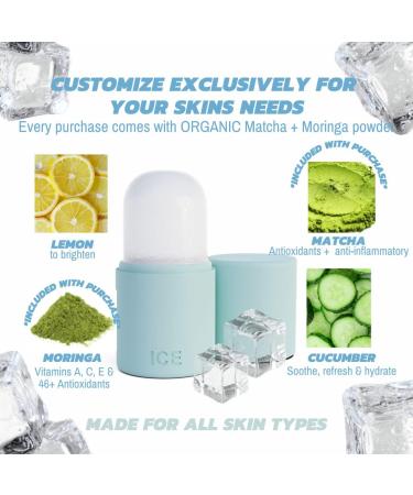 Ice Face Roller & Gua Sha Silicone Mold Set for Brightening, Tightening & Toning - Reduce Fine Lines, Shrink Pores, and Achieve Glowing Youthful Skin - Anti-Aging Cryotherapy Therapy - Blue Baby Blue - Buy Online on GoSupps.com