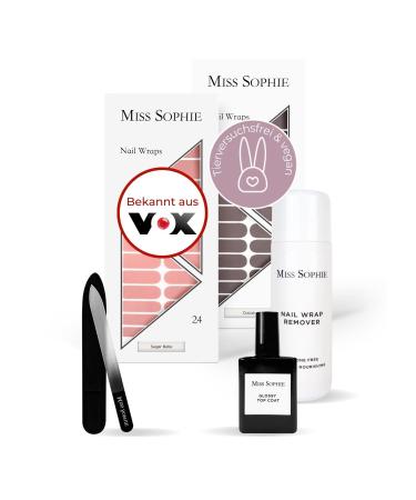 Original Miss Sophie StarterSet I self-adhesive nail foils I nail sticker in Sugar Babe & Cocoa I No splintering i Long stop I fast & simple application i premium nail polish foil Starter set (Sugar babe & cocoa)