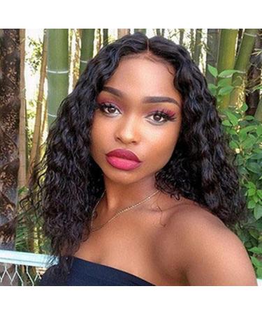 Swetcurly 13x4 Lace Front Glueless Wave Synthetic Wig - 14 Inch Short Bob Heat Resistant Natural Hairline for Black Women - Buy Online on GoSupps.com