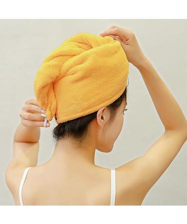 Ultra-Absorbent Microfiber Hair Towel Turban for Curly & Thick Hair Fast Drying & Frizz Control (Yellow) - Buy Online on GoSupps.com