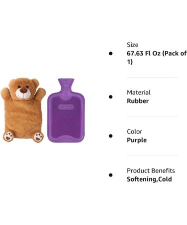 HomeTop Premium Classic Rubber Hot/Cold Water Bottle with Stuffed Animal Cover - Purple (2L/67.63 fl oz) - Buy Online on GoSupps.com