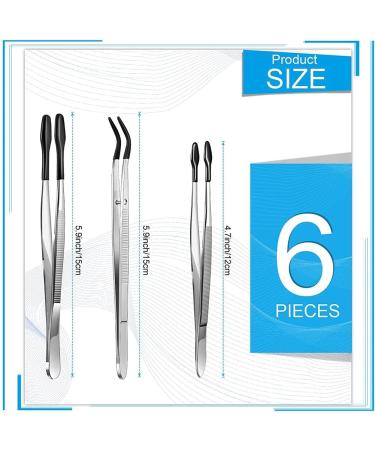 Doumneou 6-Piece Rubber PVC Tweezers Set with Stainless Steel Tips | Ideal for Crafting Hobby & Industrial Use (Black) - International Shipping Available - Buy Online on GoSupps.com