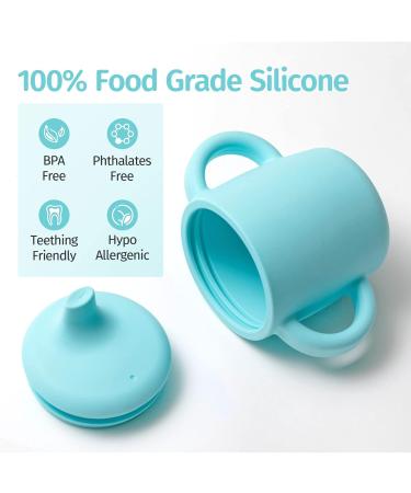 Silikong 8 Oz Silicone No Spill Sippy Cups for Toddlers and Babies - 2 Pack (Green/Blue) | Dishwasher & Microwave Safe - Buy Online on GoSupps.com
