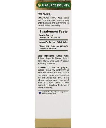 Nature's Bounty Super Strength B-12 Liquid 5000mcg 2 Oz (Pack of 2) - 2 Fl Oz x 2 - Buy Online on GoSupps.com