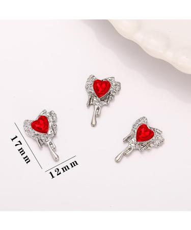 clinmday 10Pcs DIY Nail Art 3D Heart Faux Crystal Alloy Charms Decoration for Phone Case Necklace Jewelry Women Girls Manicure Supplies Purple - Buy Online on GoSupps.com