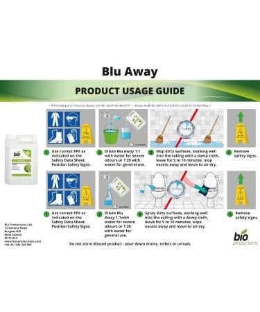 Eco & Biological Washroom Cleaner - Odour Killer - 5 Ltr - Bio Productions BLU AWAY - Buy Online on GoSupps.com