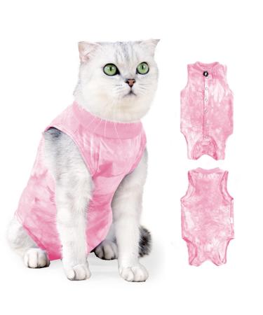 Yoolhamy Katzenbody after op professional recovery suit for cats cats body for cats operation castration e-neck band alternative for cat anti-losa wound for abdominal wounds l pink