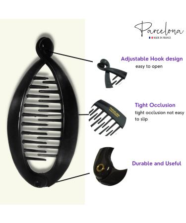 Parcelona French Mini Brown Tortoise Shell & Black Banana Hair Clip - Ideal for Fine Hair - Buy Online on GoSupps.com