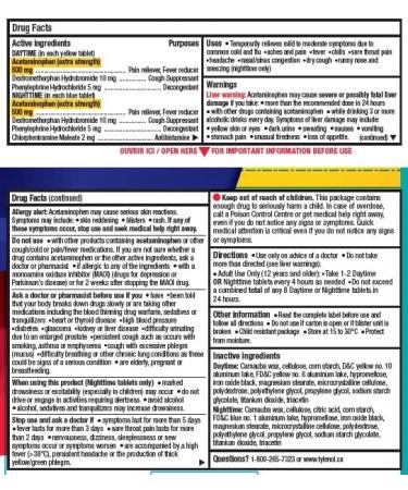 TYLENOL Extra Strength Cold eZ Tabs Relieves Cold symptoms Daytime and Nighttime Convenience Pack 40ct - Buy Online on GoSupps.com