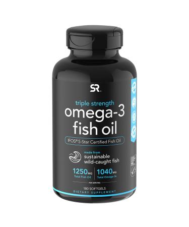 Sports Research Omega-3 Fish Oil Triple Strength 1250 mg 180 Softgels