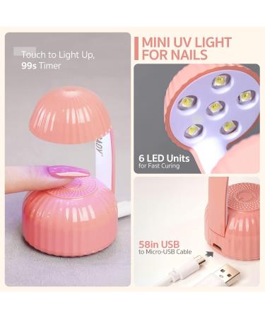 GAOY Mini UV Gel Nail Cure Light - Mushroom LED Nail Lamp, USB Nail Dryer for Fast Curing (Pink) - Buy Online on GoSupps.com