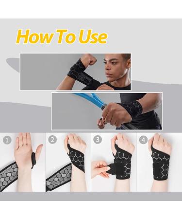 Carpal Tunnel Wrist Brace - Adjustable Compression Support Strap for Men & Women | Elastic Wrist Wraps for Sports Weightlifting & Arthritis Relief - Buy Online on GoSupps.com