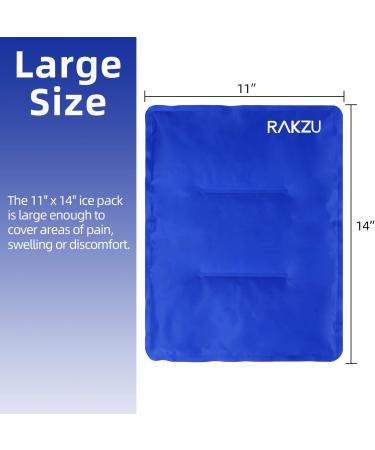 RAKZU 2 Pack Ice Pack for Injuries - Large 14 x 11 Reusable Gel Pack for Hot & Cold Therapy - Flexible Pain Relief for Shoulder, Knee, Back, Hip Aches - Buy Online on GoSupps.com