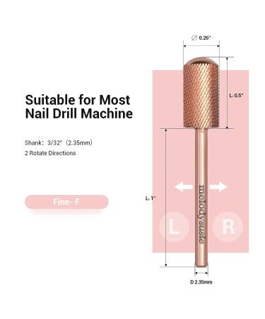 MelodySusie Safety Nail Drill Bits | Smooth Round Top Large Barrel Carbide Bits | 3/32'' | for Manicure Pedicure Gel Polishing | Beginners Bits | Rose Gold Series | Fine-F Purple - Buy Online on GoSupps.com