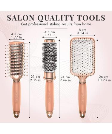 Luxury Professional Rose Gold Hair Brush Set for Detangling, Blow Drying & Straightening - Lily England - Buy Online on GoSupps.com