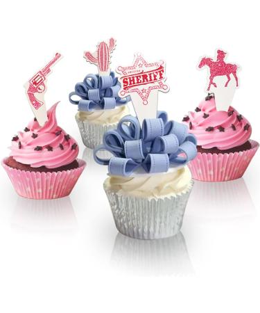 Rosa Cowgirl Cupcake Toppers - 24 Pieces Cowboy Theme Party Accessories for Birthdays Weddings & Celebrations - Buy Online on GoSupps.com