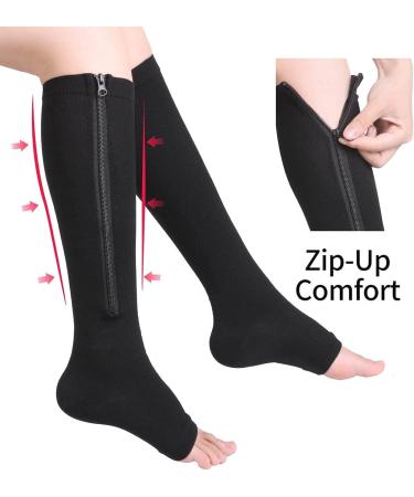 Open Compression Stockings for Pain Relief | Elastic Decompression for Sports | Black L/XL - Shop Internationally - Buy Online on GoSupps.com