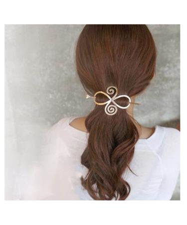 Inilbran Boho Viking Celtic Knot Hair Stick Hairpin Vintage Infinity Hair Slide Hair Clip Gold Hair Sticks Metal Long Bun Holder Clip Alloy Hair Accessories for Women and Girls Headdress