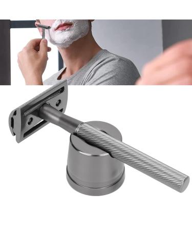 Long Handle Zinc Alloy Safety Razor for Men - Brass Handle Double Edge Razor with Base for Facial Care (Black) | International Shipping Available - Buy Online on GoSupps.com