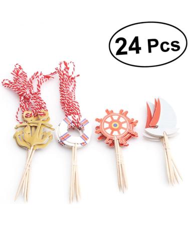 KICHOUSE 24pcs Wedding Cake Decorations Appetizer Picks Funny Cake Topper Nautical Cake Topper Sailboat Cake Topper Nautical Cupcake Picks Birthday Nautical Topper Ocean Top Hat Insert Card - Buy Online on GoSupps.com