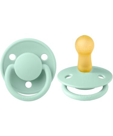 BIBS Pacifiers   De Lux | BPA-Free Natural Rubber Baby Pacifier | Made in Denmark | Set of 2 Soothers (Nordic Mint  0-6 Months Natural Rubber)