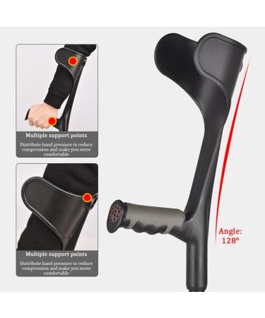 Forearm Aluminum Alloy Crutches Adjustable Crutches Lightweight Crutches with Cuffs Suitable for Adults with Leg Injury Black (Silver) - Buy Online on GoSupps.com