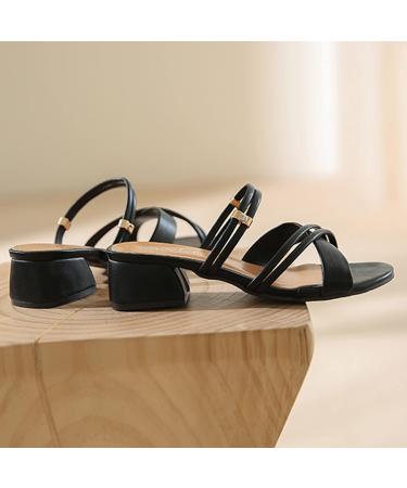 Buy XTZYGLFD Summer Sandals for Women - Fashionable Cotton Linen Zipper Slippers | Beach Stiletto Sandals in Black | UK Size 6 - Buy Online on GoSupps.com