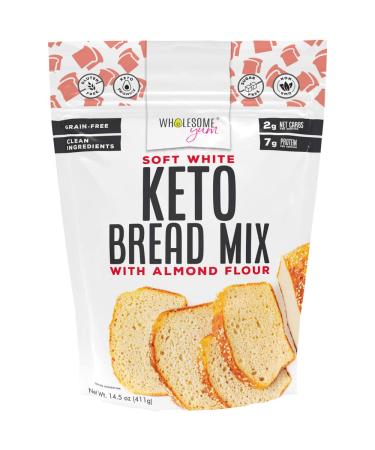 Wholesome Yum White Keto Bread Mix (2g Net Carbs) - Low Carb Almond Flour Bread Mix (14.5 oz) - Non GMO Gluten-Free Grain-Free