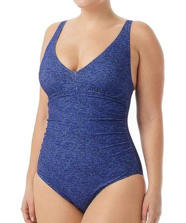 TYR Women's Mantra V Neck Controlfit Swimsuit - Blue (Size 14) - Buy Online on GoSupps.com