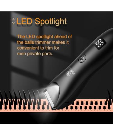 Body Hair Trimmer for Men Electric Hair Clippers Ball Trimmer with Ceramic Blade Waterproof Pubic Groin Hair Trimmer Grooming Kit with LCD Display & Recharge Dock Black - Buy Online on GoSupps.com