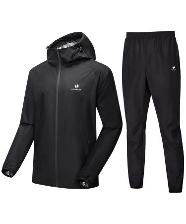 Hotsuit sweat suit men men's sauna training suit sauna zipper fitness sweat jacket men jacket pants full body training suit black black M