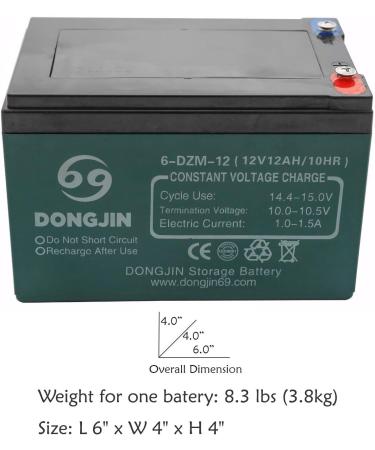 12V 12AH Rechargeable Battery for Electric Bikes Scooters & Go Karts - 6-DZM-12 Pack - Buy Online on GoSupps.com