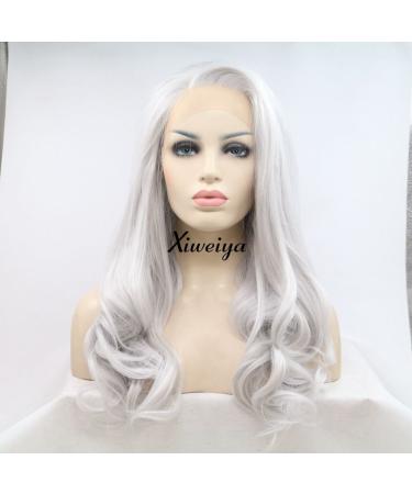 Xiweiya Synthetic Hair Wig Heat Resistant Wavy Silver Grey - Buy Online on GoSupps.com