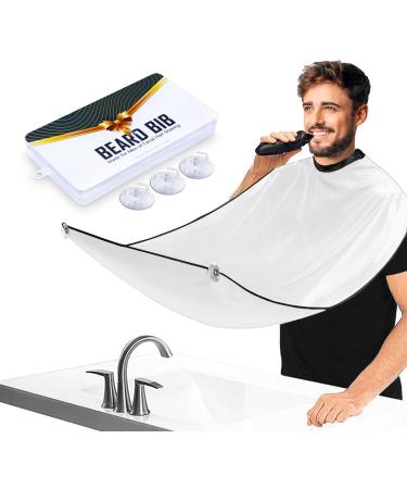 Leaflai beard apron for beard design waterproof beard bibs for beard care with 3 suction cups collecting cloth gift from men white color1 - Buy Online on GoSupps.com