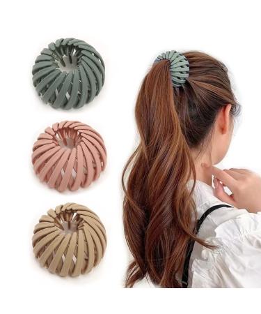 Sioppkik 3 pieces of hair clips for women vintage bird nest hair clips big hair clips hair gripper hair accessory hair accessories for girls women pink green and khaki