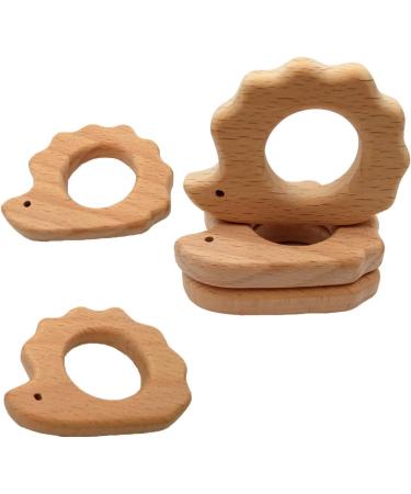 Organic Wooden Hedgehog Teether Toys - Set of 2 | Handmade Baby Beaded Teething Toy | Food Grade Materials - Perfect Baby Shower Gift - Buy Online on GoSupps.com