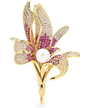 Pin Jewelry Gifts for Women Ladies Elegant Sparkle Crystal Lily Flower Brooch Wedding Party Brooch Flower Shape Brooch Ladies Fashion Accessories Brooches & Pins - Buy Online on GoSupps.com