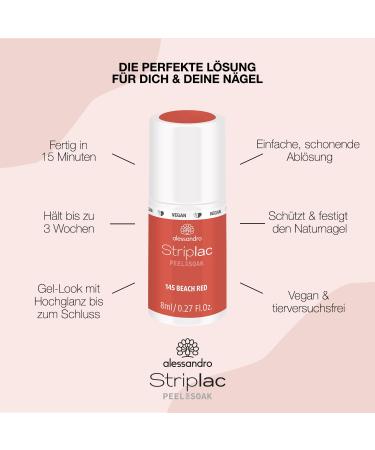 Alessandro Striplac UV Nail Polish Beach Red | Long-Lasting Peel-Off Vegan | 8ml - Buy Online on GoSupps.com