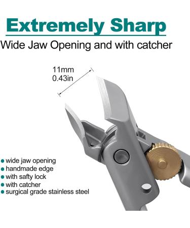 SGNEKOO Wide Jaw Opening Nail Clippers Set - Heavy Duty Fingernail Cutter for Thick Nails - Safety Gear Lock, Anti-Splash Design - Ideal for Men, Adults, Seniors - Includes Nail File (Slanted-CL2P) - Buy Online on GoSupps.com