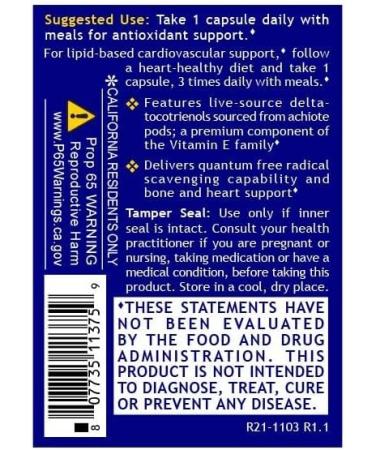 QNL Quantum Delta Tocotrienol - Vitamin E Tocotrienols Complex - Heart Health Supplement - Supports Liver & Bone Health - 60 Plant-Source Capsules - Buy Online on GoSupps.com