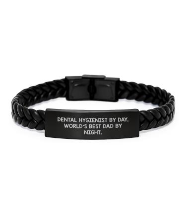 Dental Hygienist Humor Interlaced Leather Bracelet Gifts from Dad for World's Best Daughter Valentine's Unique Gifts for Him
