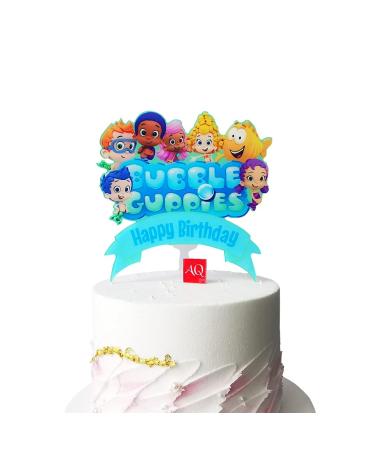 Bubble Guppies Happy Birthday Cake Topper Acrylic Kids Toppers Elegant Decoration UK