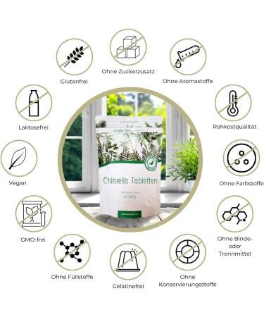 Vivanutria Chlorella Presslinge 500G - Pure Vegan Chlorella Tablets | 2000 Additive-Free Raw Food Quality | Controlled Cultivation  - Buy Online on GoSupps.com